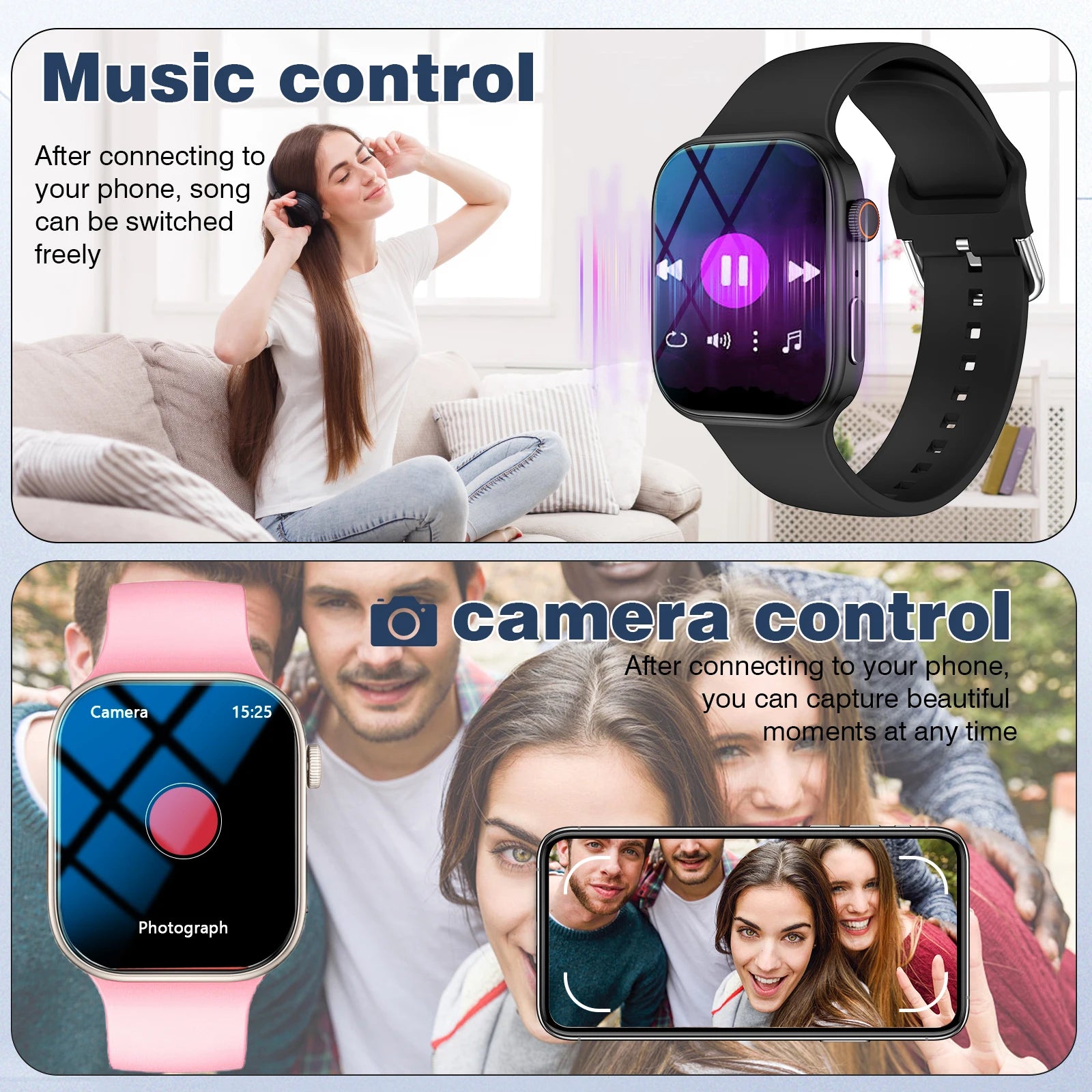 2.02 Inch HD Smartwatch, 1 Count Fashionable Smartwatch with BT Calling & Check Weather, Sports Tracking Smartwatch for Android - Clear Quartz Market