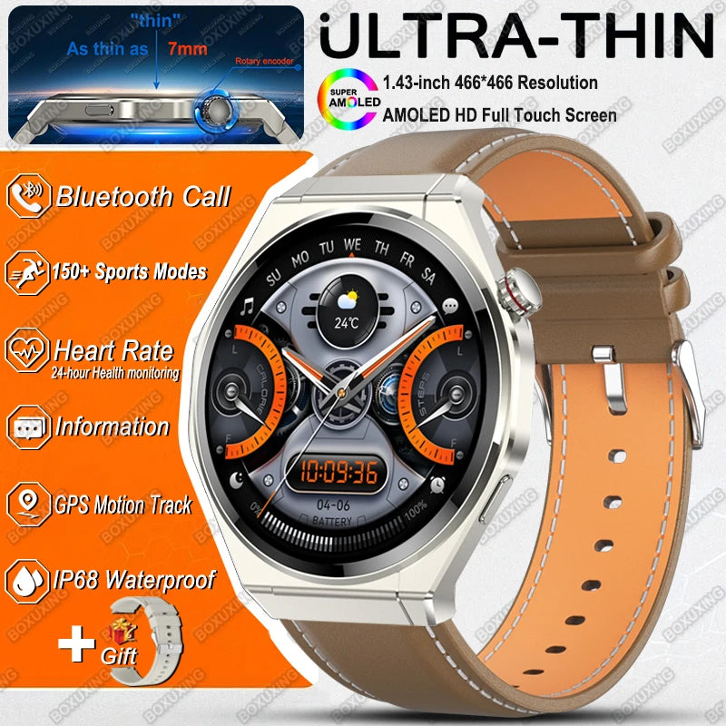 New Ultra Thin Smart Watch Men HD AMOLED 150+Sports NFC GPS Track IP68 Waterproof Health Monitor Bluetooth Call Smartwatch Woman