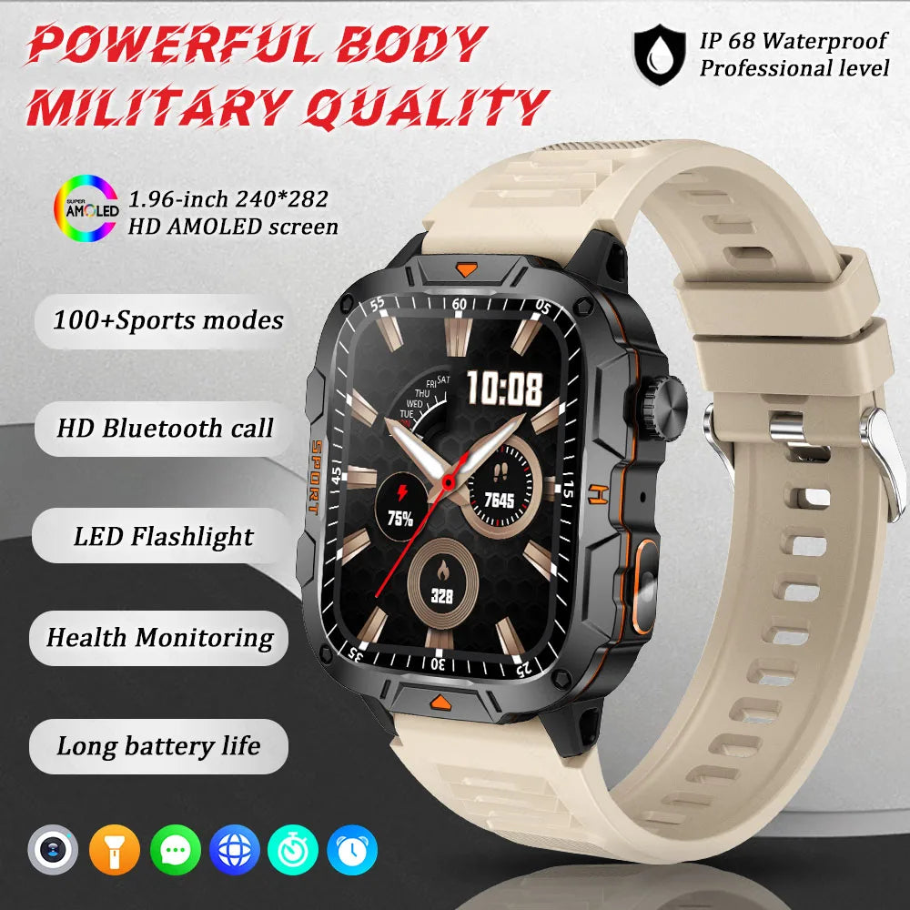 Xiaomi Military 2026 New Grade Smart Watch Men 1.96" AMOLED Screen 5ATM Waterproof Sports Fitness Tracker BT Call Smartwatch