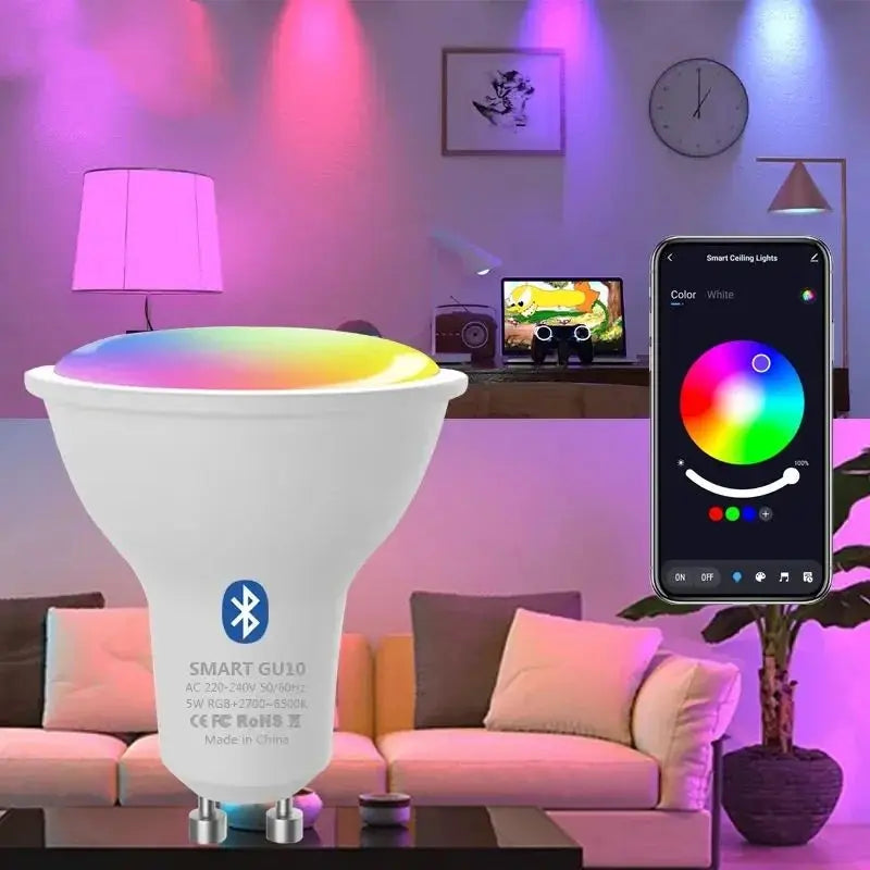 GU10 LED Bulb Dimmable RGB Colour Changing Smart Bulb 220V 9W Bluetooth WIFI Smart Life APP Control LED Light Bulb For Room Home