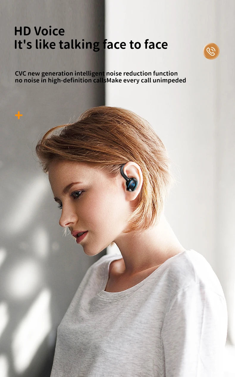 Sports Bluetooth 5.4 Earphones,True Wireless Headphones with Mic Touch Control,Noise Reduction Earhooks Waterproof TWS Earbuds