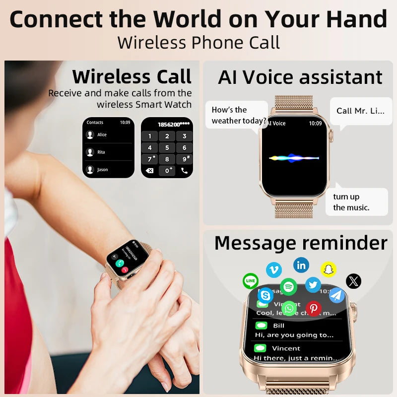 LIGE Type-C Smartwatch Men Women Health Manager Bluetooth Call Waterproof Sports Flashlight Smart Watch For Android iOS Phone