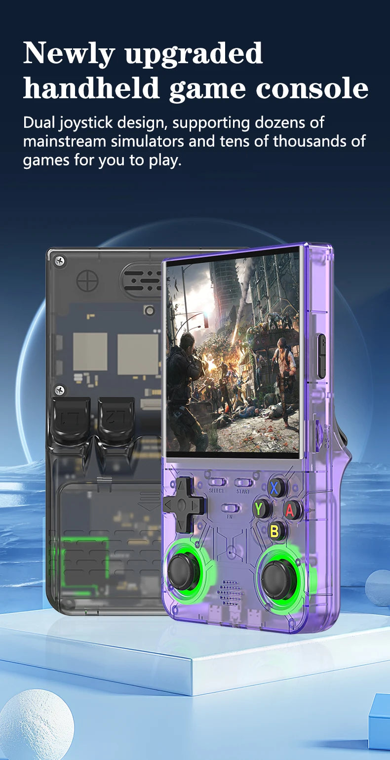 Emeka New R36 Ultra Retro Video Player 4.0-inch IPS Screen Linux System Handheld Portable Game Console 64GB/128GB Newly Upgraded