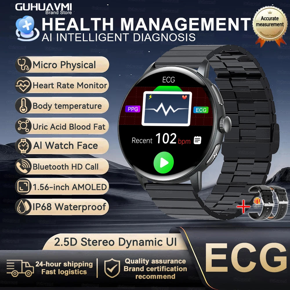 2026 New Professional Health Smart Watch Health Blood oxygen Pressure Uric Acid Blood lipid ECG Sports Call watch For Man Women
