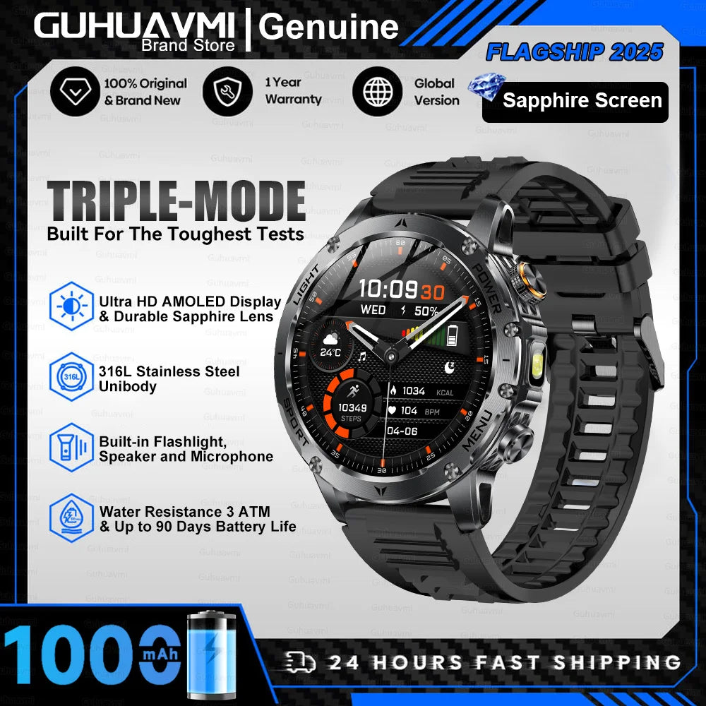 2025 New Military T-Rex3 Ultra 1000mAh Battery swim Smart watch tracker 5ATM Waterproof Heart Rate Sports tracker Smartwatch Men