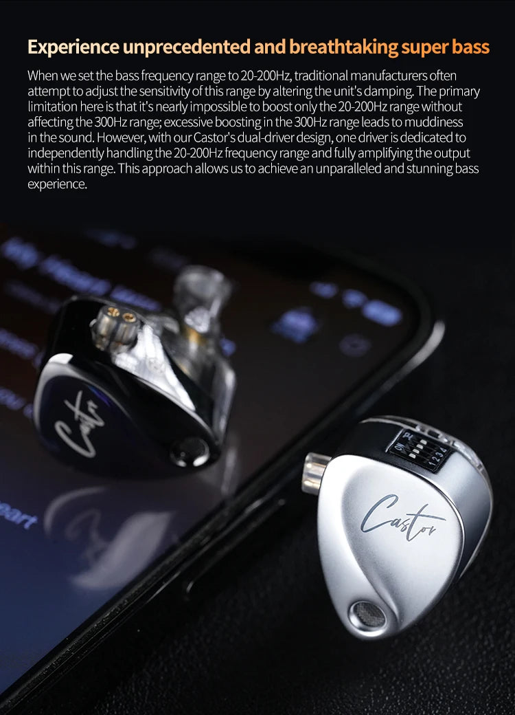 KZ Castor Wired In-Ear Earphones Dynamic Drivers High-end Bass Gaming Earphone