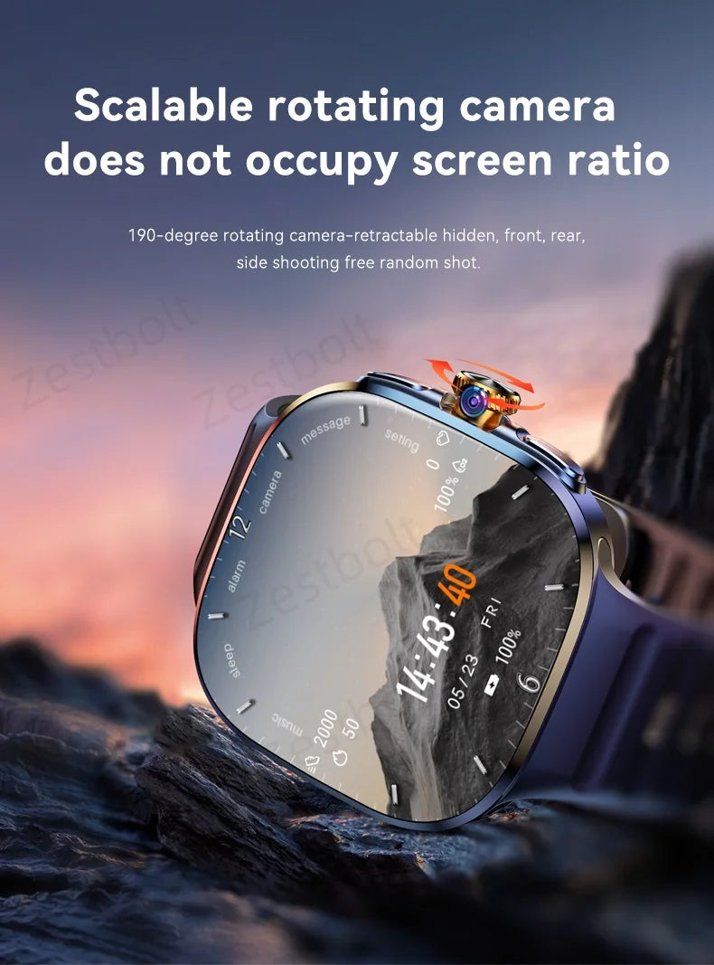 M99 Smartwatch 5G With 2.4inch Amoled Screen 900W Rotating Camera WIFI GPS Position Compass NFC Bluetooth Smart Watch Men Women - Clear Quartz Market