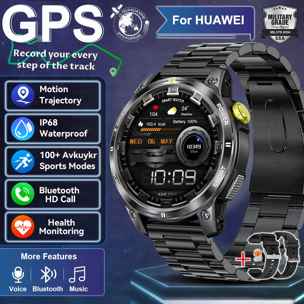 2025New GPS Bluetooth Call Smart Watch Men AMOLED HD Screen Heart Rate IP68 Waterproof Outdoor Sports Smartwatch For Android iOS