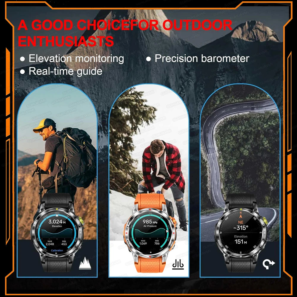 2025New GPS Bluetooth Call Smart Watch Men AMOLED HD Screen Heart Rate IP68 Waterproof Outdoor Sports Smartwatch For Android iOS