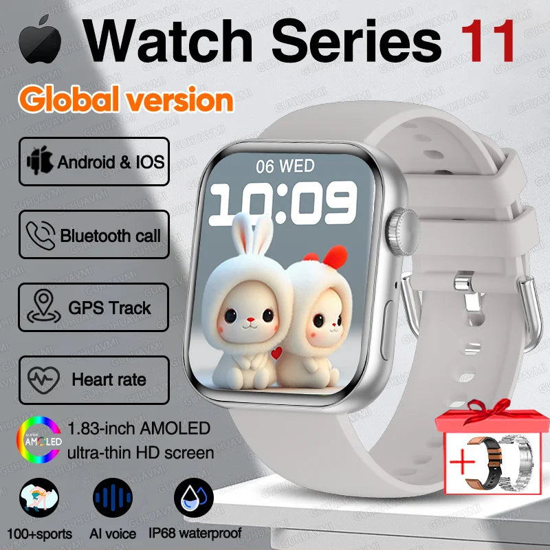 For IOS Watch Series 11 Men Women Smart Watch GPS Trajectory Bracelet AMOLED Display Bluetooth Call Sport Waterproof Smart Watch