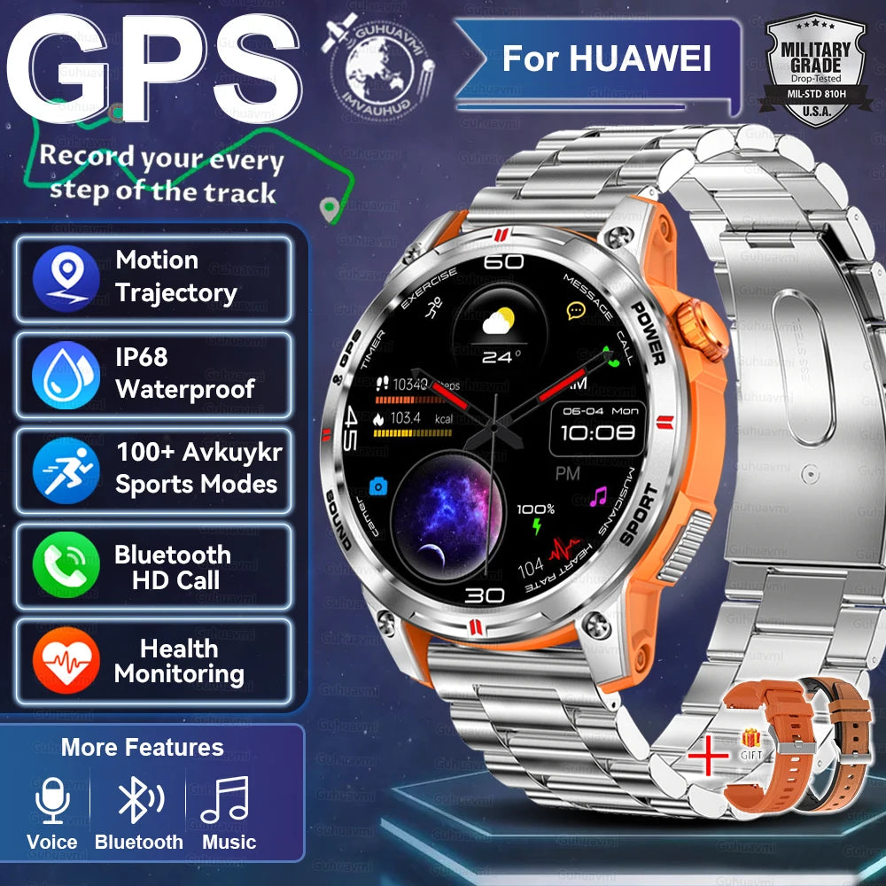 2025New GPS Bluetooth Call Smart Watch Men AMOLED HD Screen Heart Rate IP68 Waterproof Outdoor Sports Smartwatch For Android iOS
