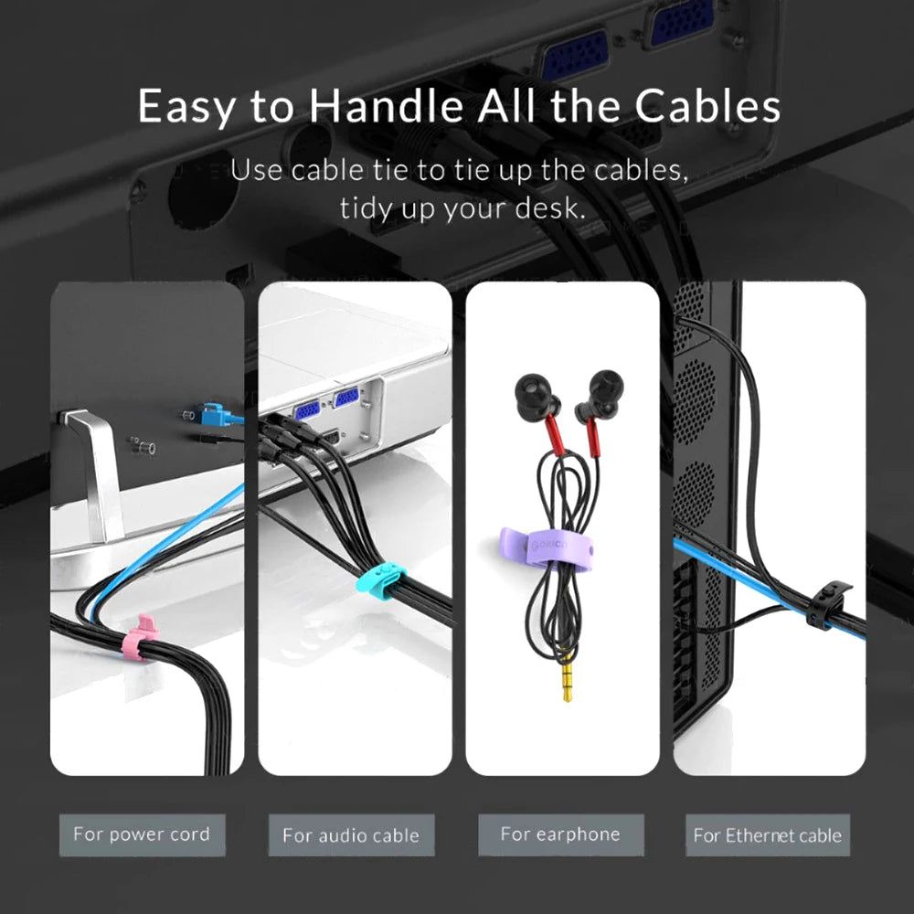 4/12/20PCS Cable Organizer Ties Clip Charger Cord Management Silicone Wire Manager Mouse Charging Cable Data Line Winder Straps - Clear Quartz Market
