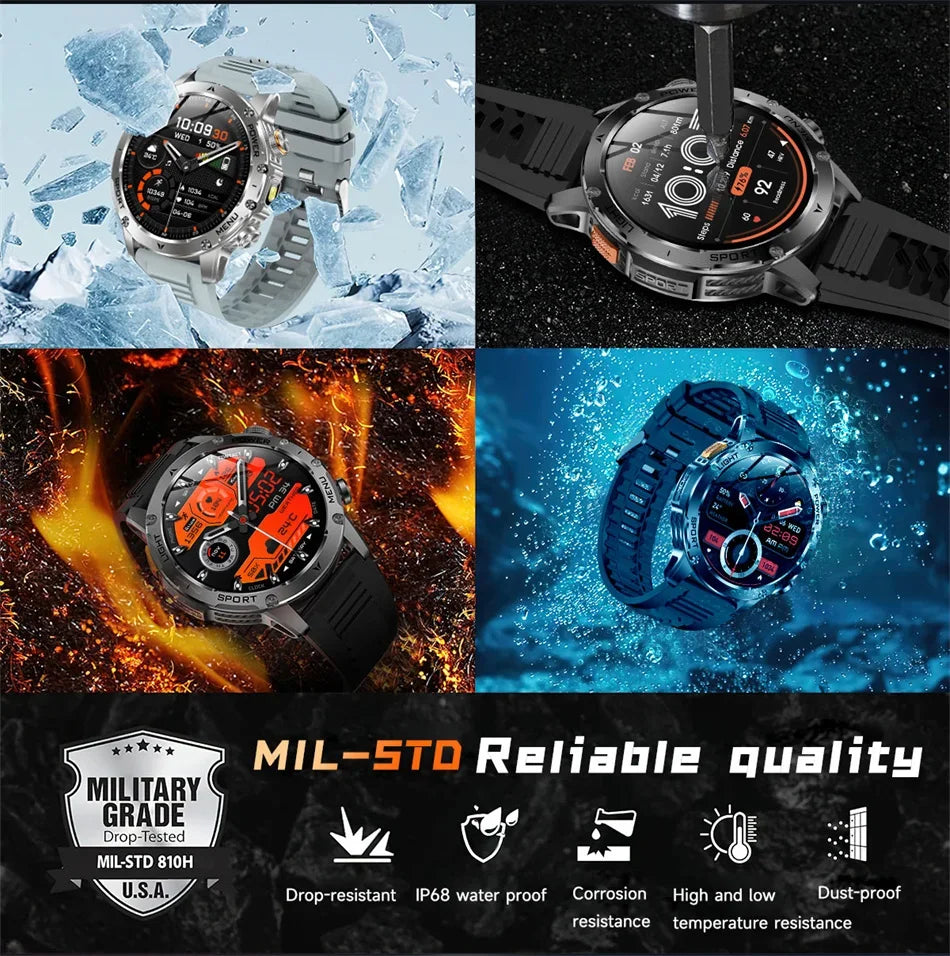 2025 New Military T-Rex3 Ultra 1000mAh Battery swim Smart watch tracker 5ATM Waterproof Heart Rate Sports tracker Smartwatch Men