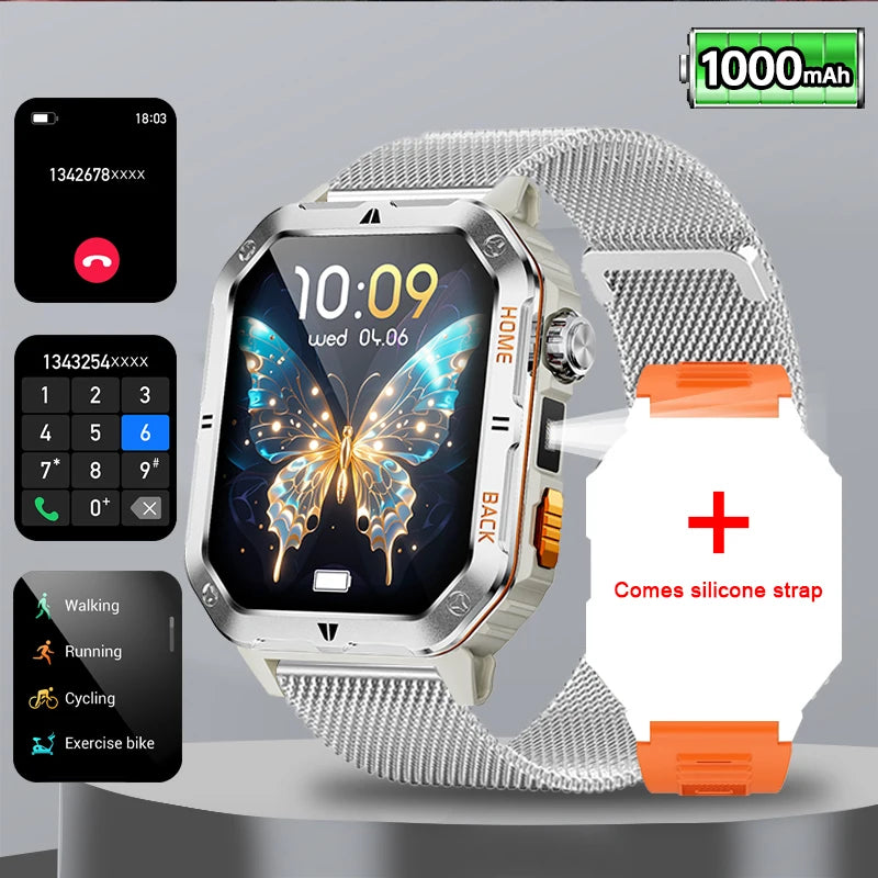 2025 New Military Outdoor 1000 mAh Battery Smart Watch Men GPS Sports Heart Rate IP68 Waterproof BT Calling Smartwatch Man xiaom