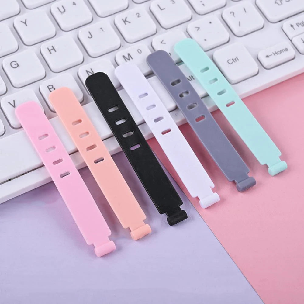 4/12/20PCS Cable Organizer Ties Clip Charger Cord Management Silicone Wire Manager Mouse Charging Cable Data Line Winder Straps - Clear Quartz Market