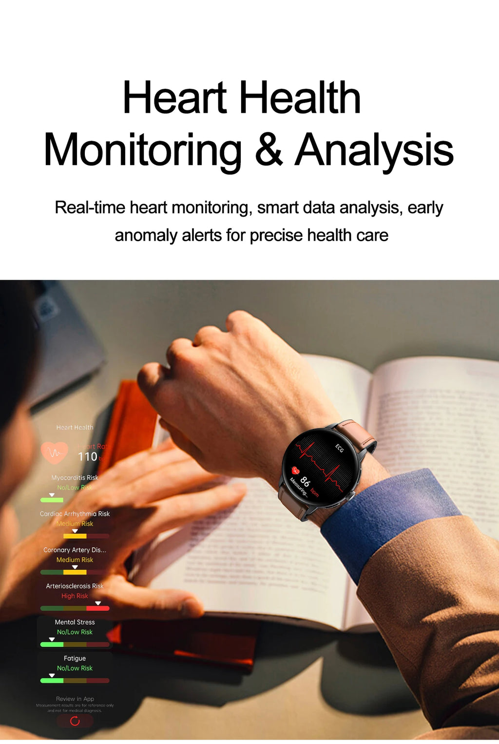 2026 New Professional Health Smart Watch Health Blood oxygen Pressure Uric Acid Blood lipid ECG Sports Call watch For Man Women - Clear Quartz Market