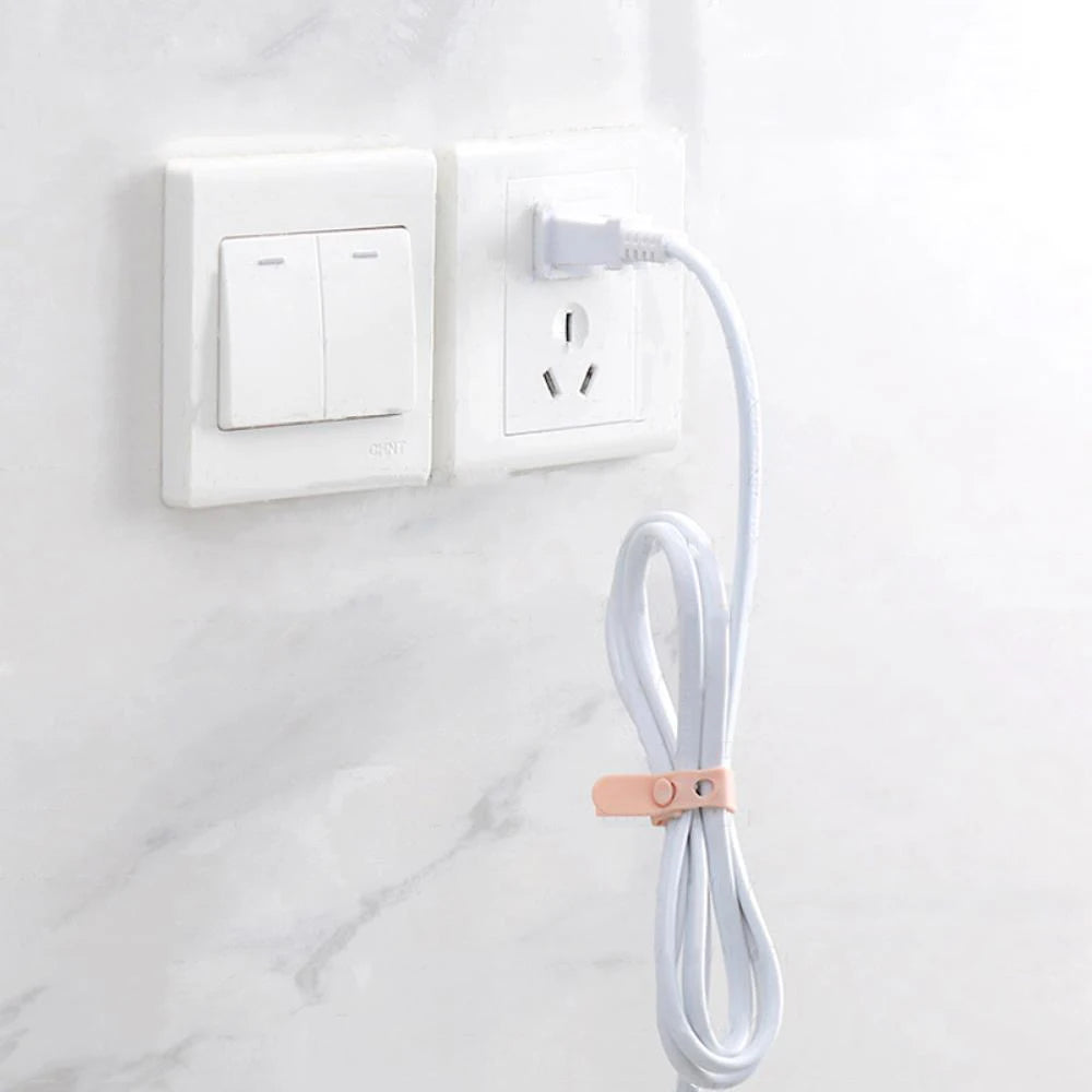 4/12/20PCS Cable Organizer Ties Clip Charger Cord Management Silicone Wire Manager Mouse Charging Cable Data Line Winder Straps - Clear Quartz Market