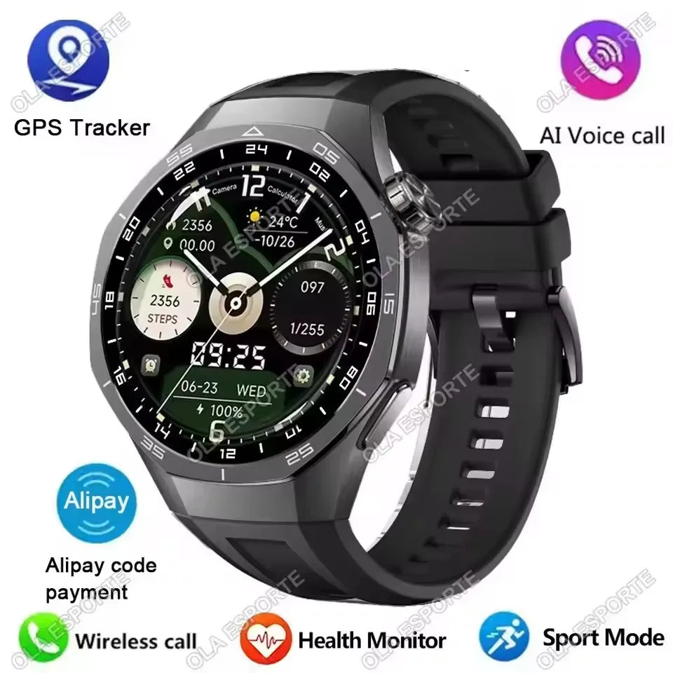New GT5 Pro Smart Watch 2025 Men Women Heart Rate Bluetooth Call Dynamic Lsland 360*360 AMOLED Screen Waterproof Man Smartwatch