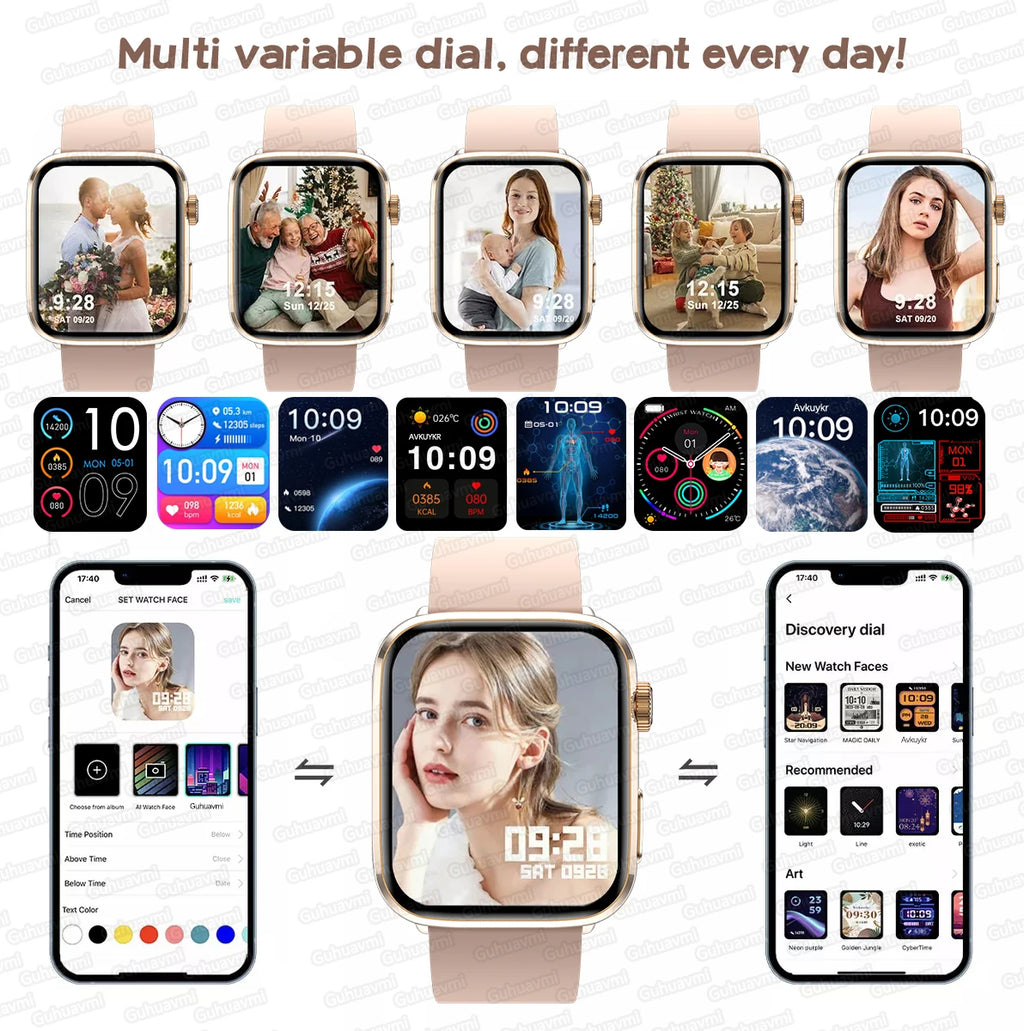 2025 New Genuine NFC Smat Watch For Men 1.85"AMOLED Screen Blood Pressure Heart Rate Female Health Waterproof Smarwatches Ladies