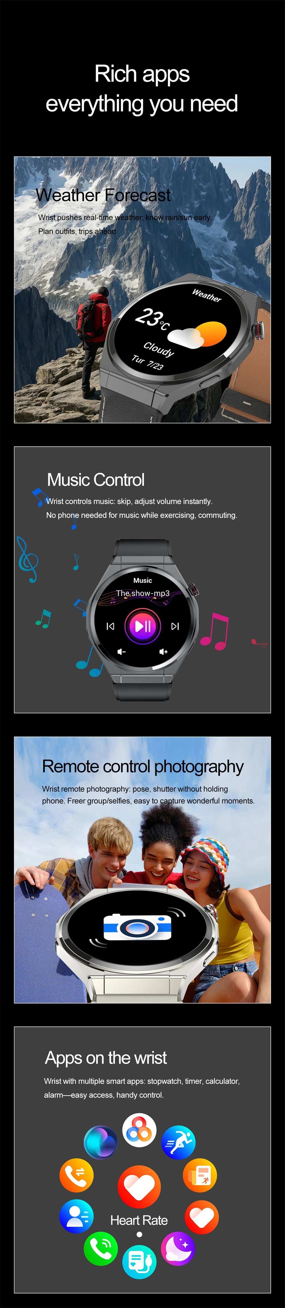 New Ultra Thin Smart Watch Men HD AMOLED 150+Sports NFC GPS Track IP68 Waterproof Health Monitor Bluetooth Call Smartwatch Woman