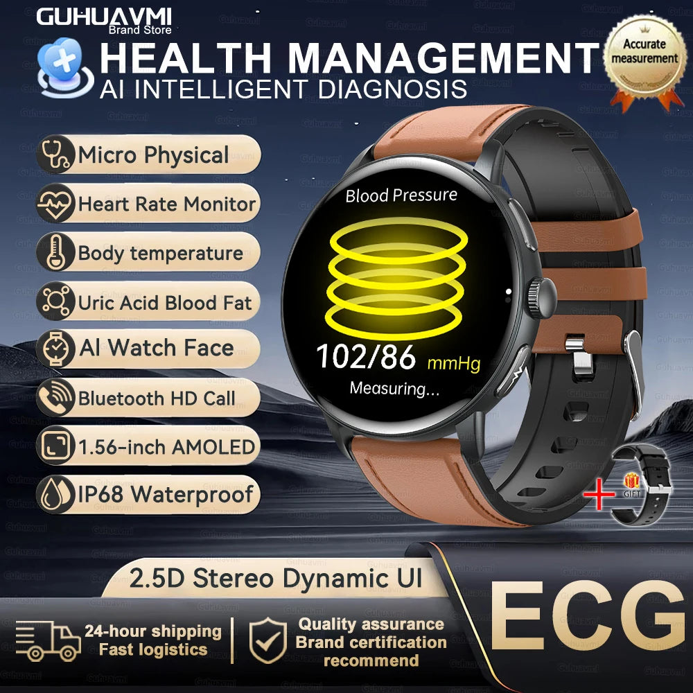 2026 New Professional Health Smart Watch Health Blood oxygen Pressure Uric Acid Blood lipid ECG Sports Call watch For Man Women