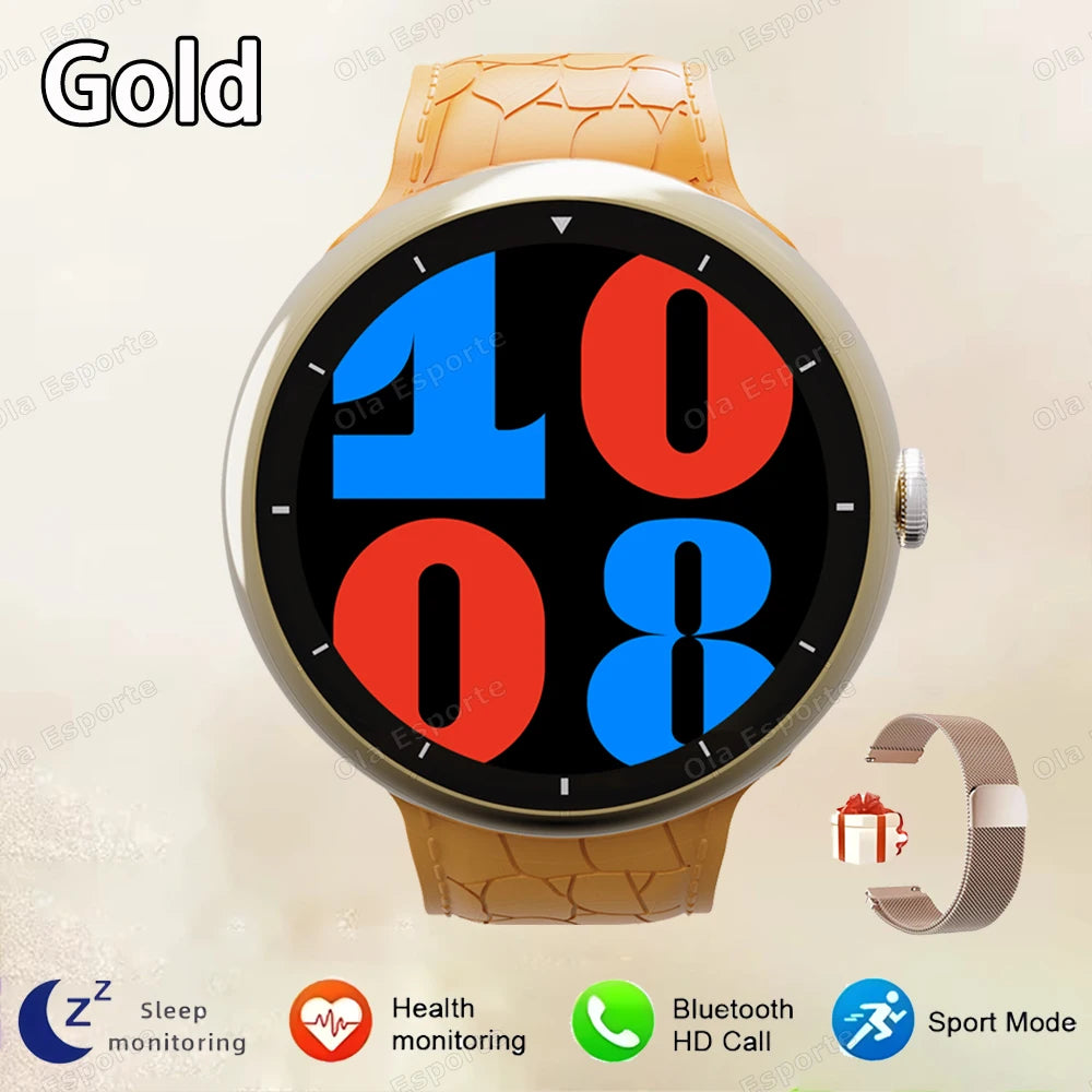 New Smart Watch Women AMOLED Screen Bluetooth Call NFC GPS Tracker Compass Sport Watches Fitness Clock Men Smartwatch Waterproof - Clear Quartz Market