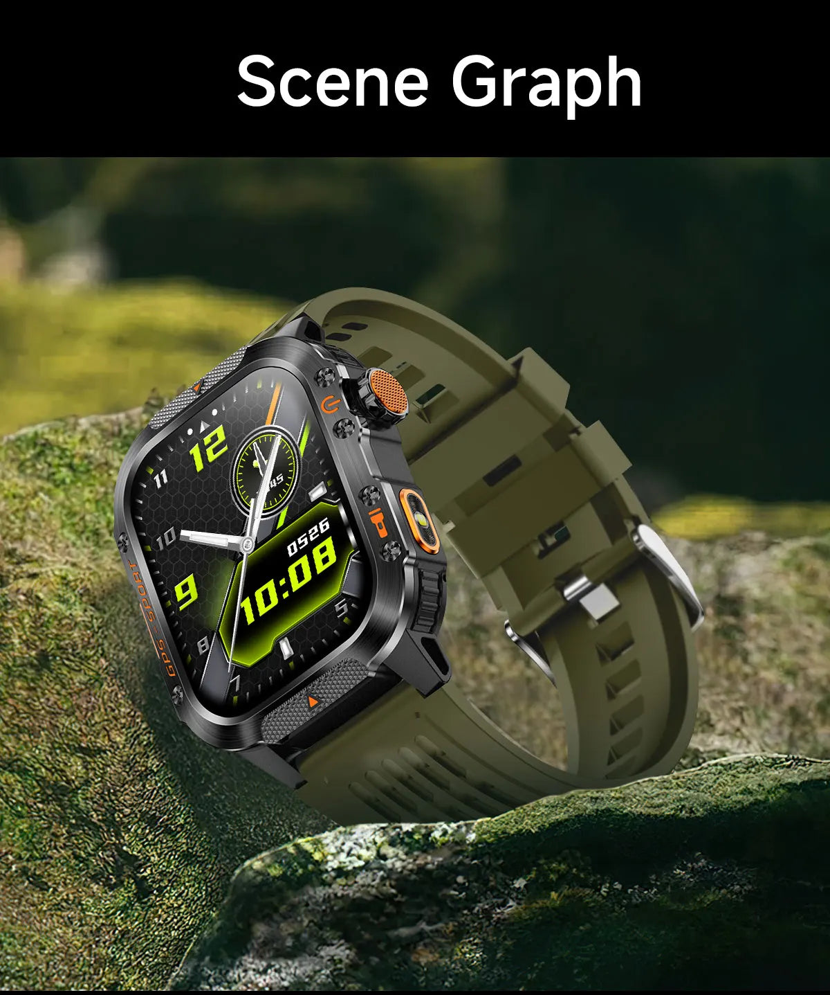 New Military Outdoor Sports GPS Smart Watch Men Built-in GPS Compass 10ATM Waterproof Swim Heart rate Bluetooth Call SmartWatch - Clear Quartz Market