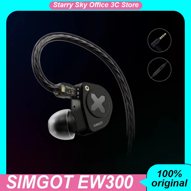 SIMGOT EW300 Gaming Earphones Wired In Ear HiFi DSP 1DD+1PLANAR+1PZT Anti Interference Monitor Headphones PC Esports Earbuds