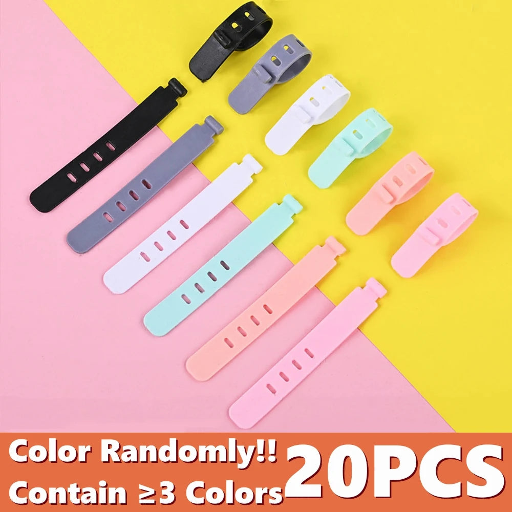 4/12/20PCS Cable Organizer Ties Clip Charger Cord Management Silicone Wire Manager Mouse Charging Cable Data Line Winder Straps