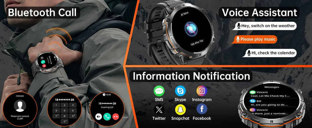 OUKITEL BT13 SmartWatch for Men 1.73" AMOLED 1000mAh, AI ChatGPT Bluetooth Calls Blood Oxygen Health Monitoring Fitness Watch