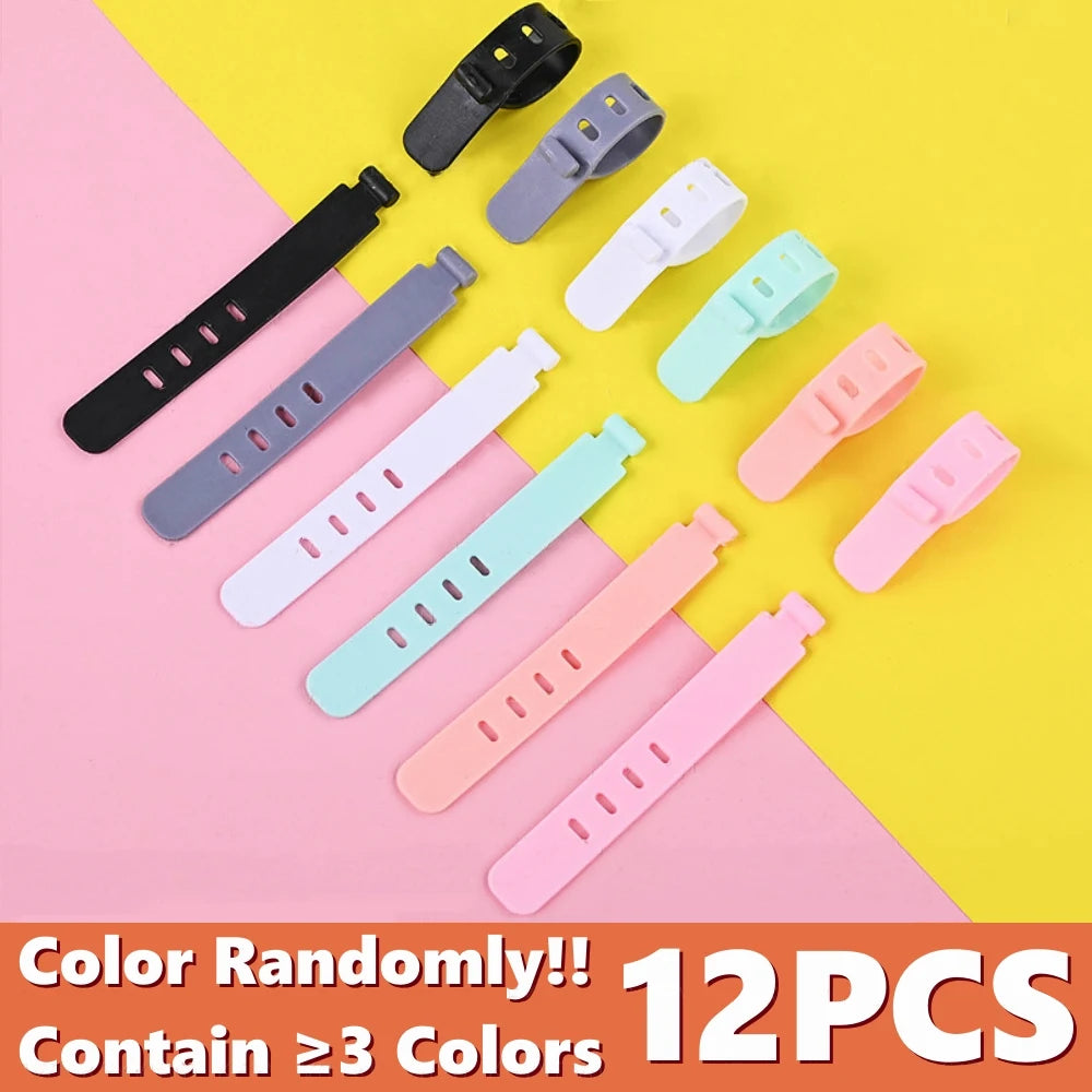 4/12/20PCS Cable Organizer Ties Clip Charger Cord Management Silicone Wire Manager Mouse Charging Cable Data Line Winder Straps