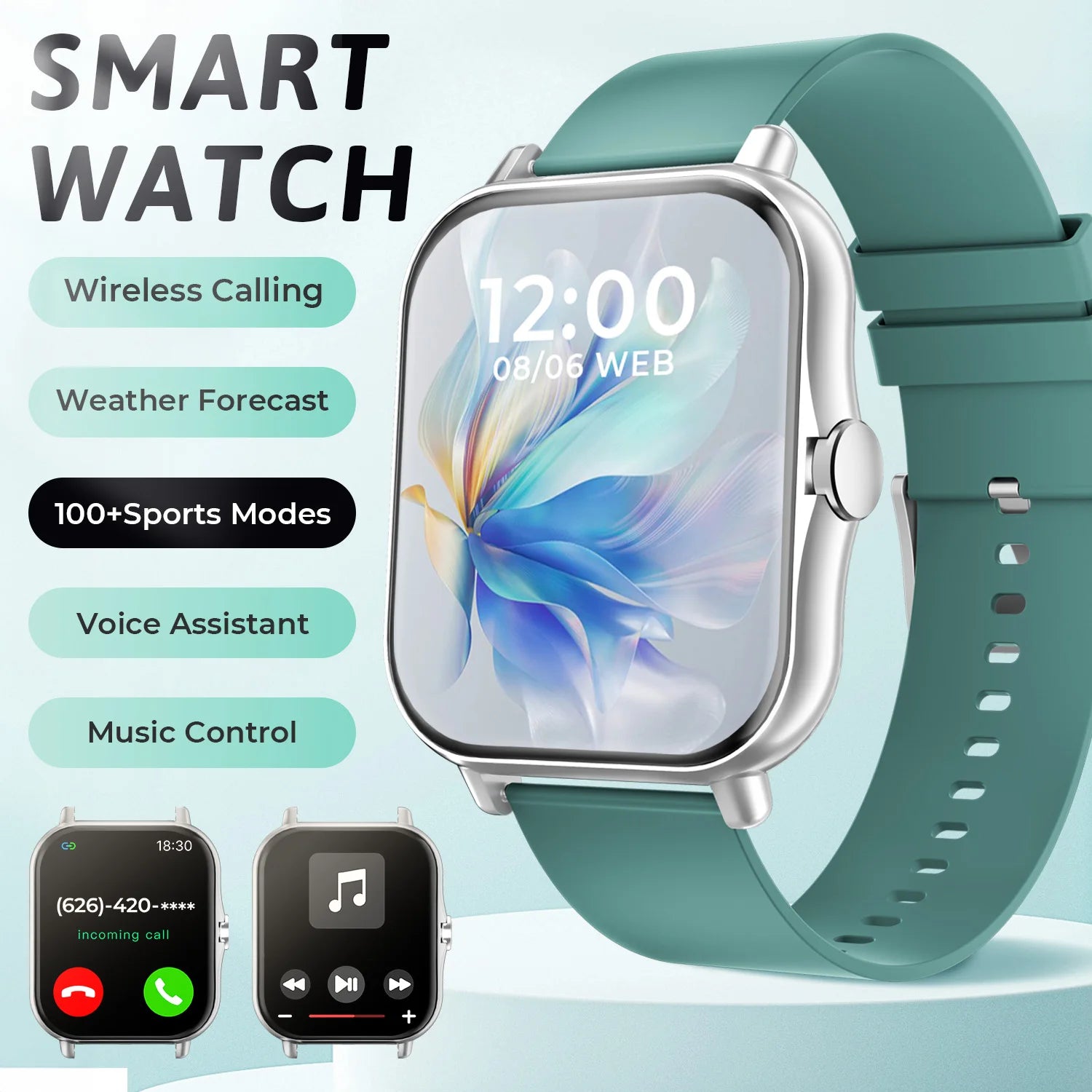 SIMSONLAB New Smart Watch Bluetooth Call Fitness Tracker Heart Rate Sleep Record Outdoor Sport Watch for Android/IOS Men Women - Clear Quartz Market