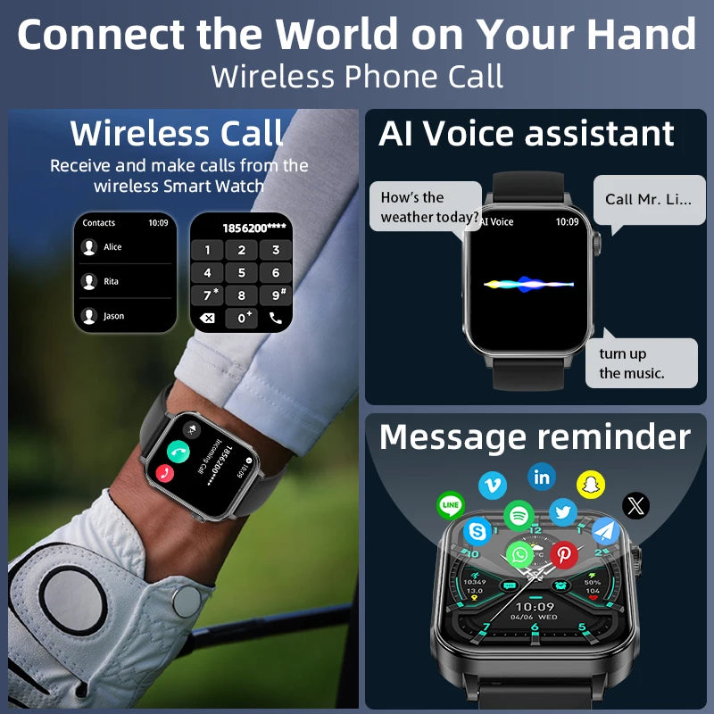 LIGE Type-C Fast Charging Smart Watch Men Women Bluetooth Call Watches LED Flashlight Waterproof Sports Fitness Smartwatch 2025 - Clear Quartz Market