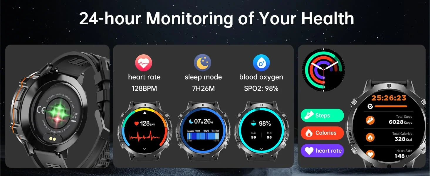 OUKITEL BT13 SmartWatch for Men 1.73" AMOLED 1000mAh, AI ChatGPT Bluetooth Calls Blood Oxygen Health Monitoring Fitness Watch