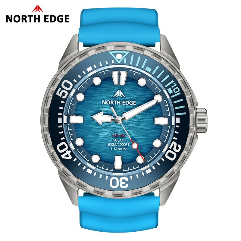 NORTH EDGE TRITON-Ti smartwatch Solar Powered Dive Watch Titanium Alloy Case Men Luxury Quartz Watches For Men Waterproof 300M - Clear Quartz Market