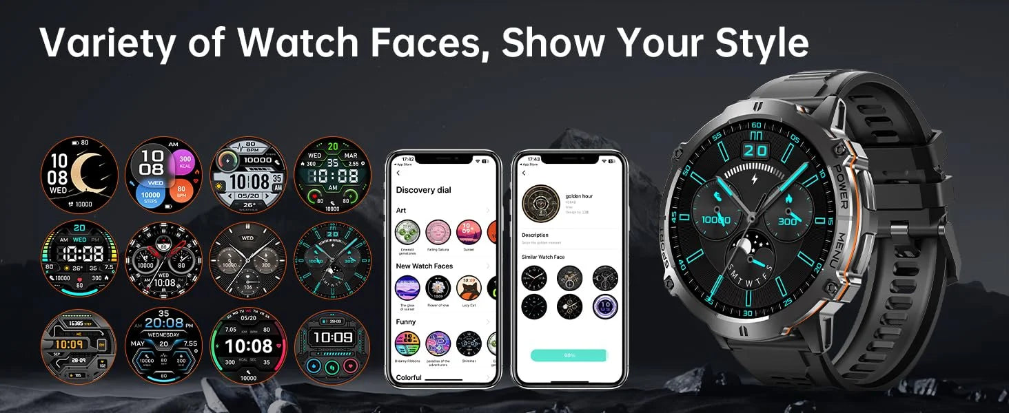 OUKITEL BT13 SmartWatch for Men 1.73" AMOLED 1000mAh, AI ChatGPT Bluetooth Calls Blood Oxygen Health Monitoring Fitness Watch