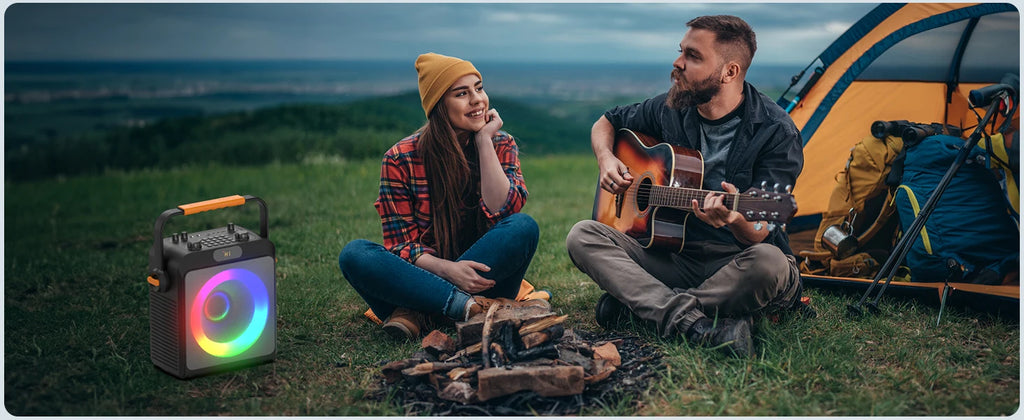 T19-T Karaoke machine with 2 wireless microphones, black Karaoke speakers with bass/treble adjustment