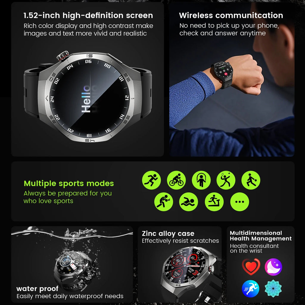 Gt5 Pro 2025 New Smart Watch Men's 1.52 HD Screen Bluetooth Talk Heart Rate Monitor Men Women NFC Outdoor Sports Smart Watch