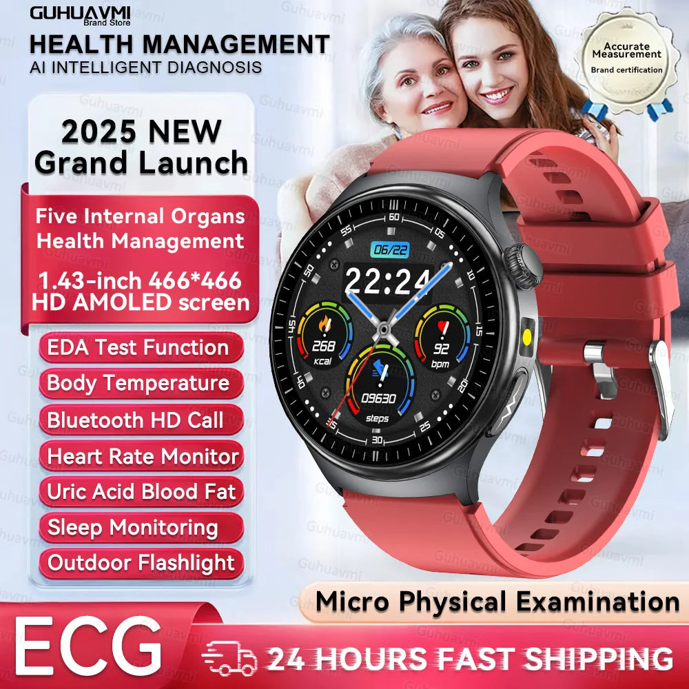 2025New Micro Physical Examination Smart Watch For Men Uric Acid Body Fat Five Organ Health Watches Bluetooth Call SmartBracelet