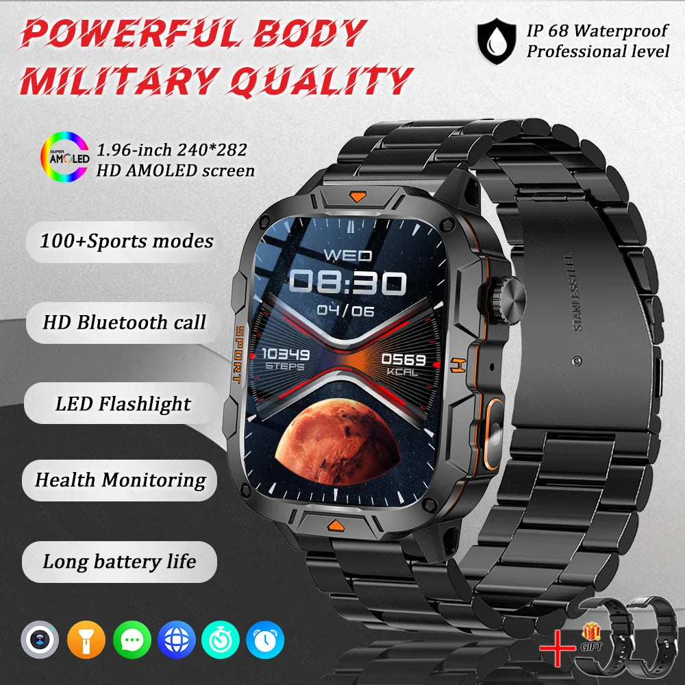 Xiaomi Military 2026 New Grade Smart Watch Men 1.96" AMOLED Screen 5ATM Waterproof Sports Fitness Tracker BT Call Smartwatch