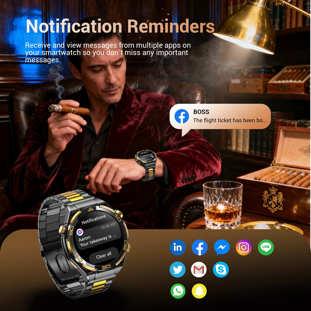 Blackview W90 Pro Smartwatch 1.43" AMOLED Display,Bluetooth Calling,Heart Rate Monitor, 900mAh/ 20Days Standby,Men's Smartwatch