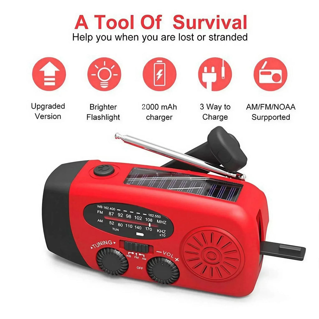 Emergency Hand-crank Solar Radio - Clear Quartz Market