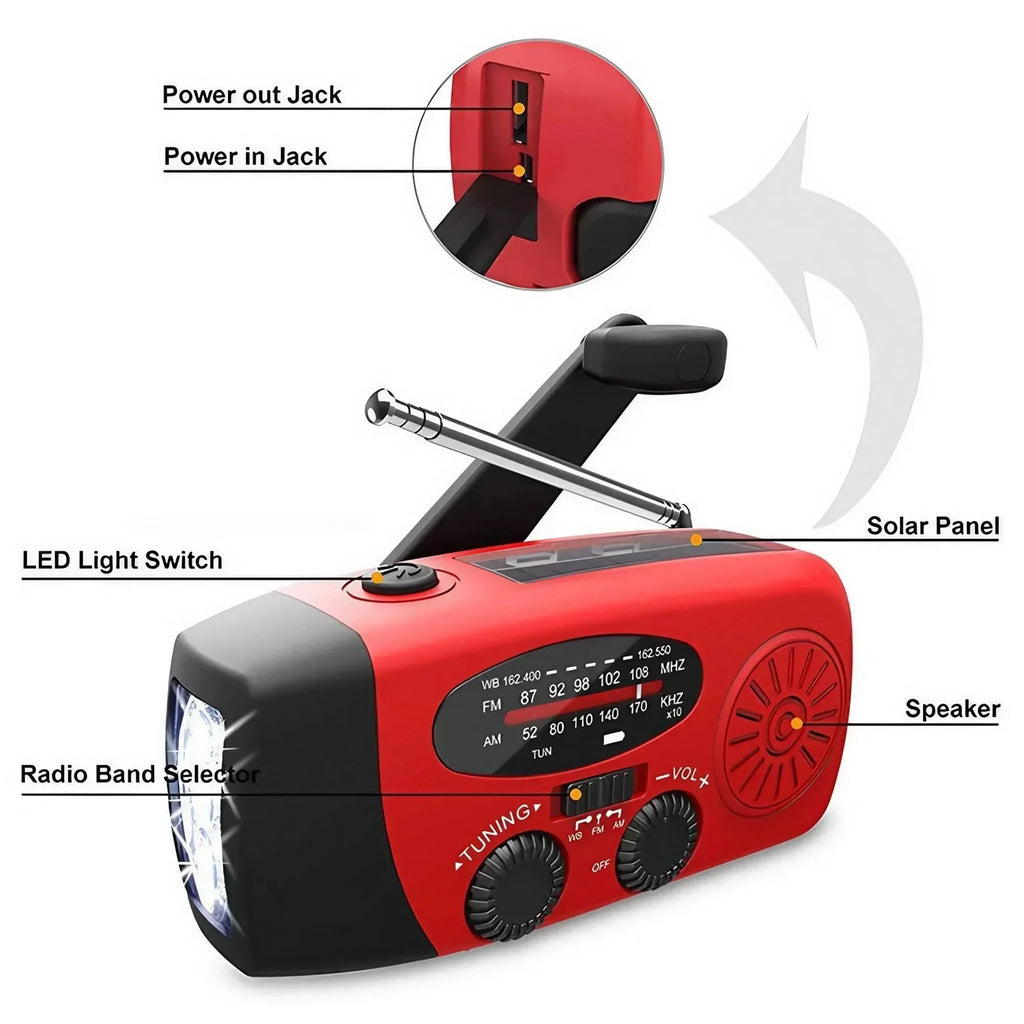 Emergency Hand-crank Solar Radio - Clear Quartz Market