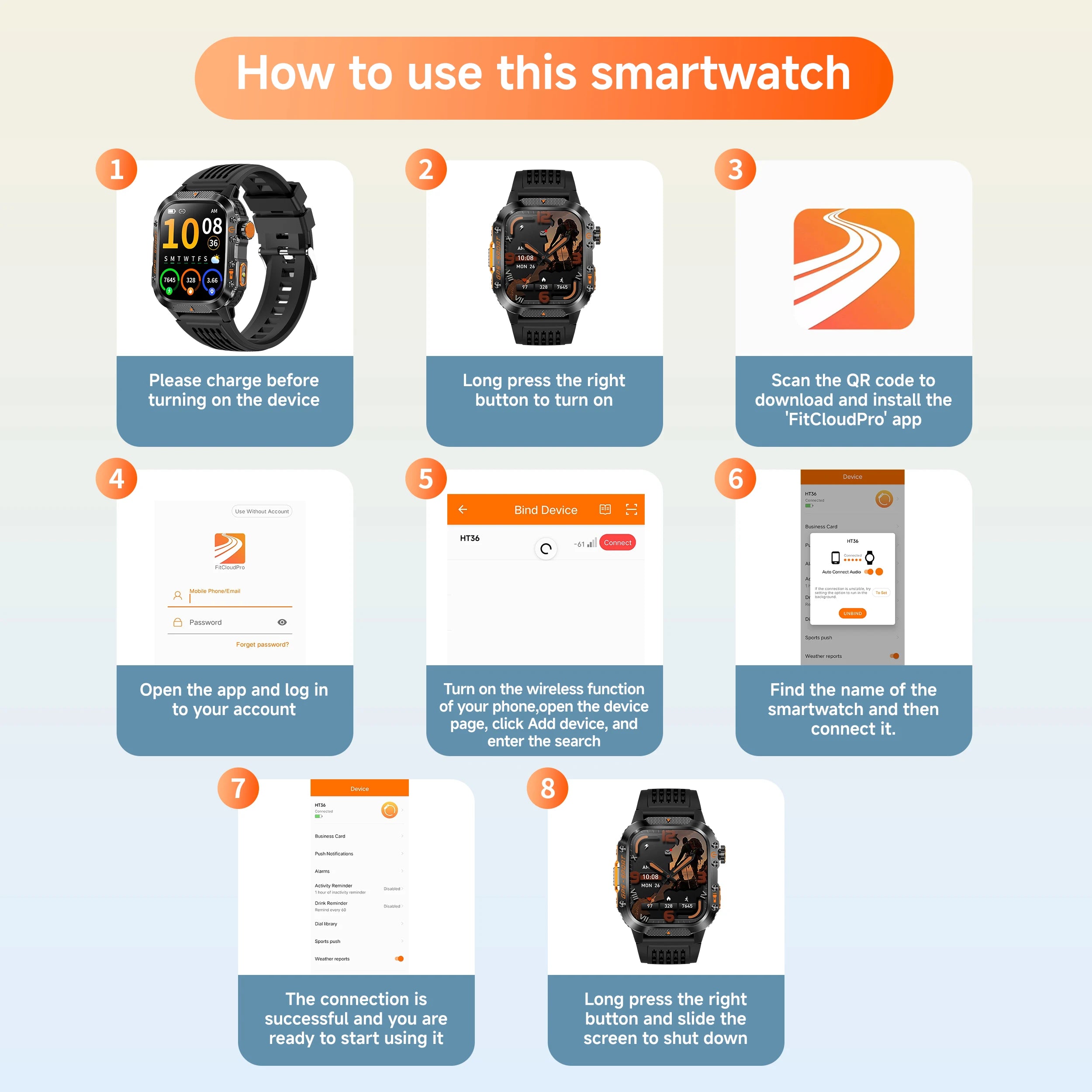 New Smart Watch Built-in Dual-frequency GPS Wireless Call 3ATM Waterproof  LED Flashlight Compass Men's Outdoor Sport Smartwatch