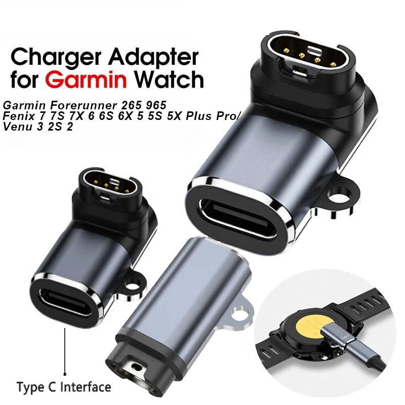 For Garmin Fenix 8 7 7S 7X 6S 6 Forerunner 955 965 Quatix USB-C Charger Smartwatch Charger Adapter Garmin Charging Cable Adapter