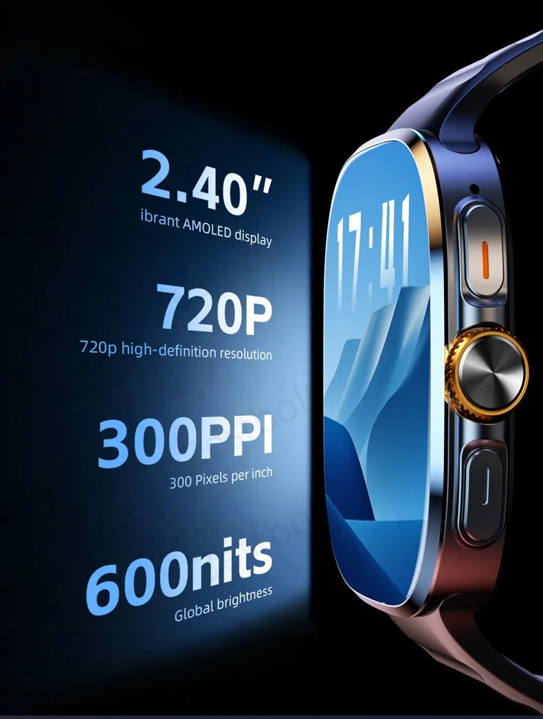 M99 Smartwatch 5G With 2.4inch Amoled Screen 900W Rotating Camera WIFI GPS Position Compass NFC Bluetooth Smart Watch Men Women - Clear Quartz Market