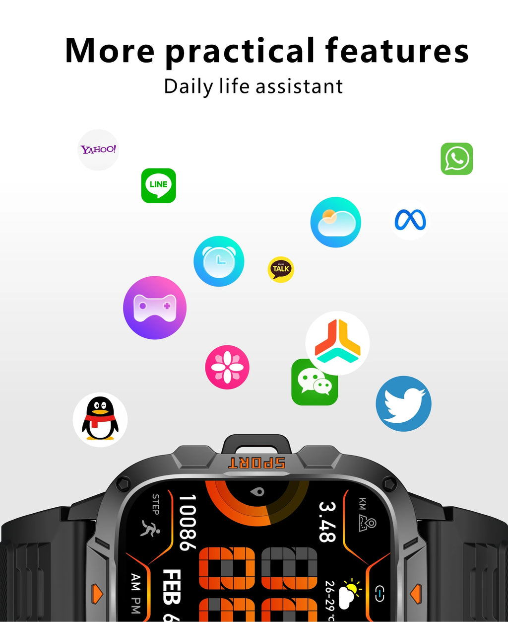 Xiaomi Military 2026 New Grade Smart Watch Men 1.96" AMOLED Screen 5ATM Waterproof Sports Fitness Tracker BT Call Smartwatch