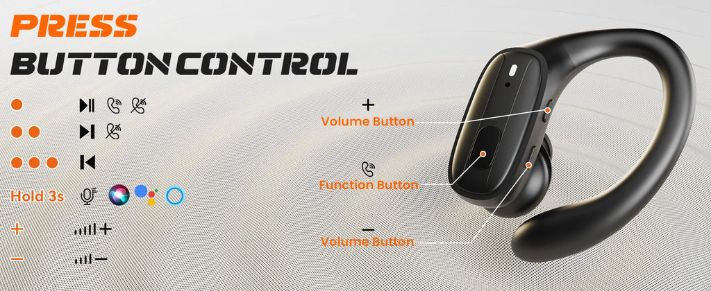 Sports Bluetooth 5.3 Headphones Wireless Earbuds Ear Buds with ENC Noise Canceling Mic LED Power Display IPX7 Waterproof Headset