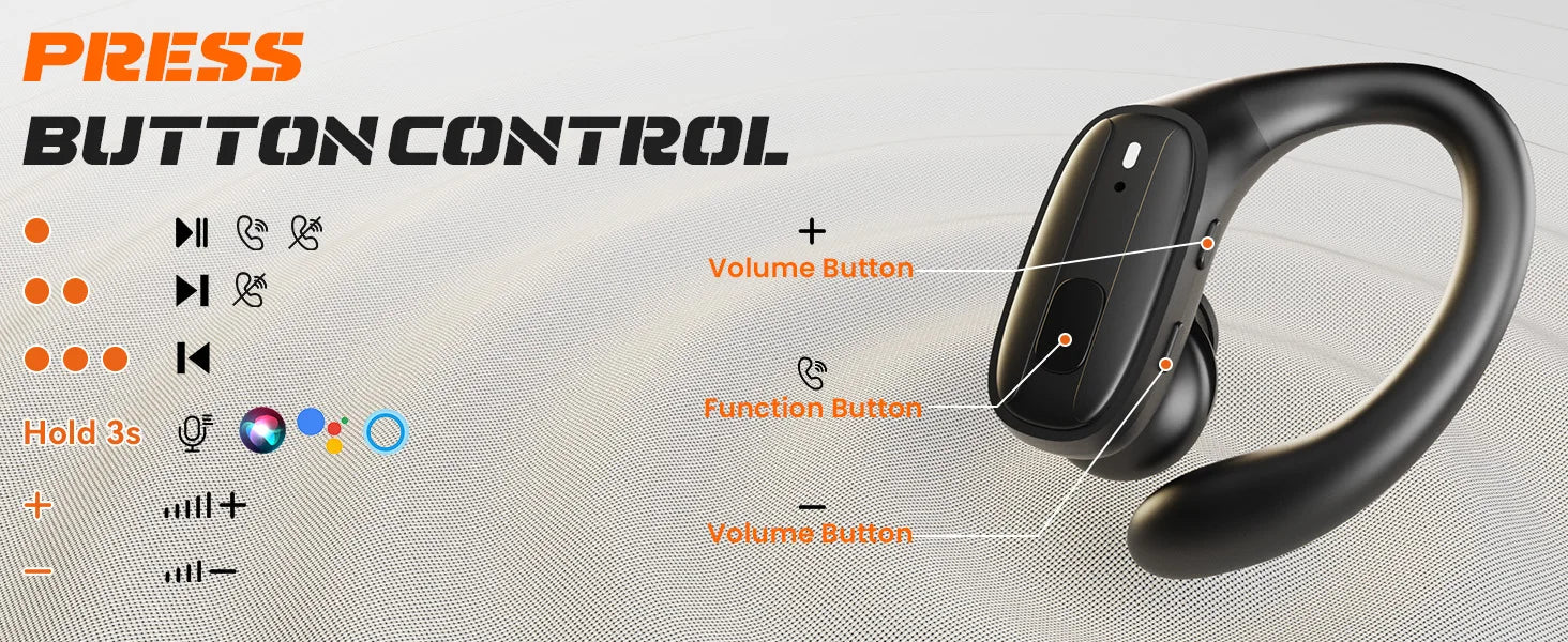 Sports Bluetooth 5.3 Headphones Wireless Earbuds Ear Buds with ENC Noise Canceling Mic LED Power Display IPX7 Waterproof Headset