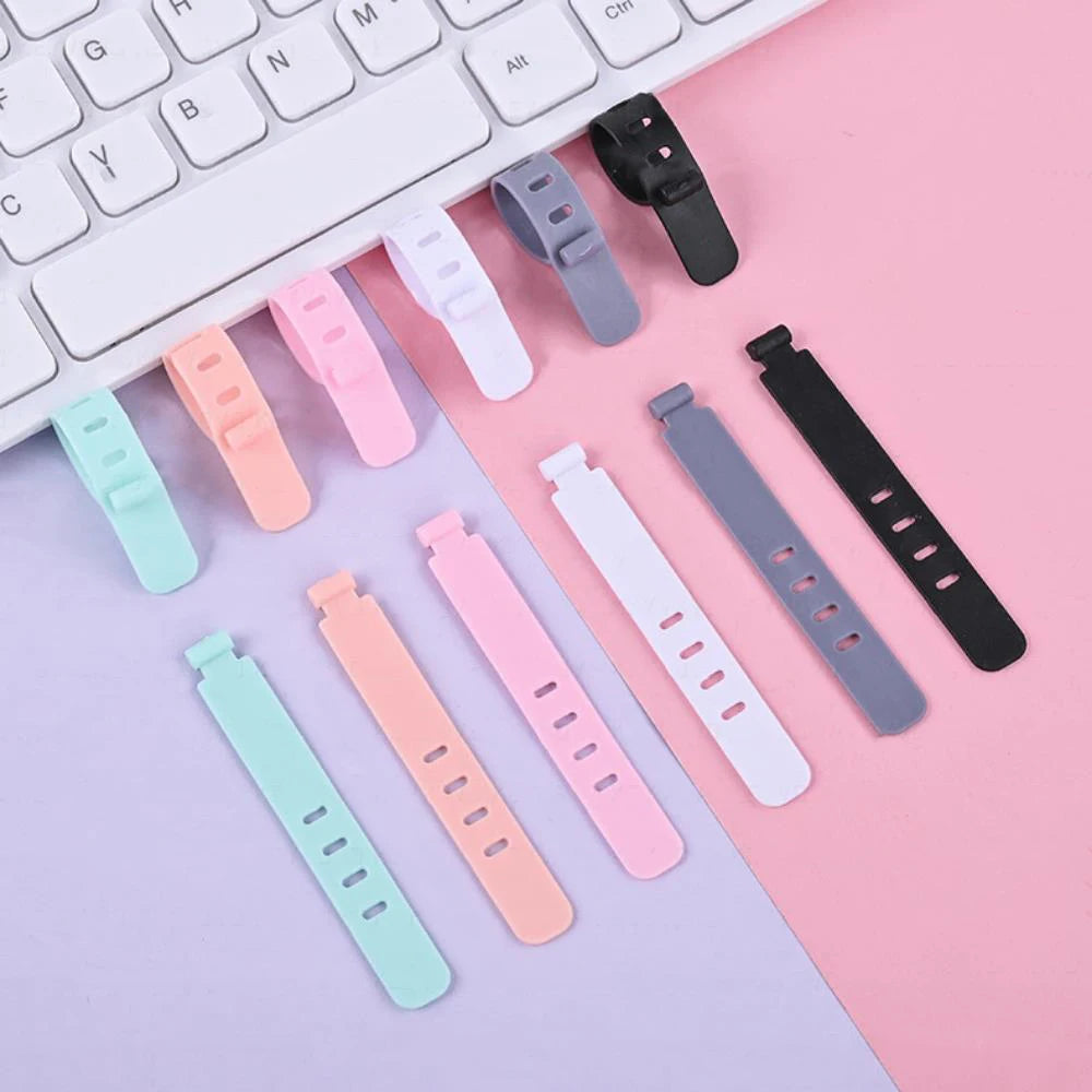 4/12/20PCS Cable Organizer Ties Clip Charger Cord Management Silicone Wire Manager Mouse Charging Cable Data Line Winder Straps - Clear Quartz Market